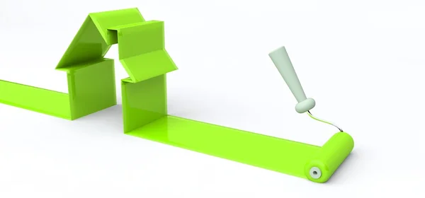 3d roller and green paint — Stock Photo, Image