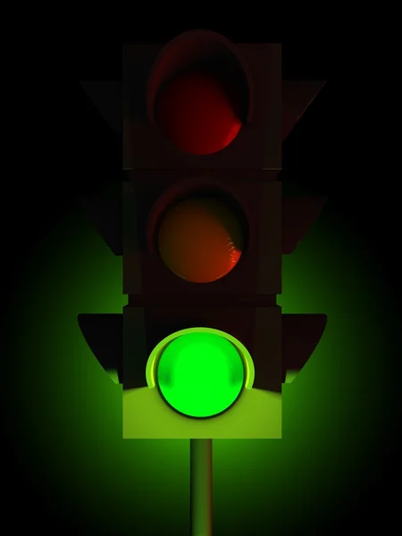 Зеленый сигнал 3-го светофора — стоковое фото
