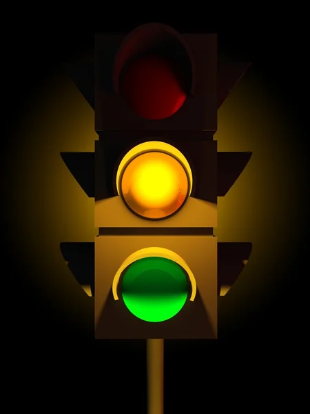 3d semáforo amarillo —  Fotos de Stock