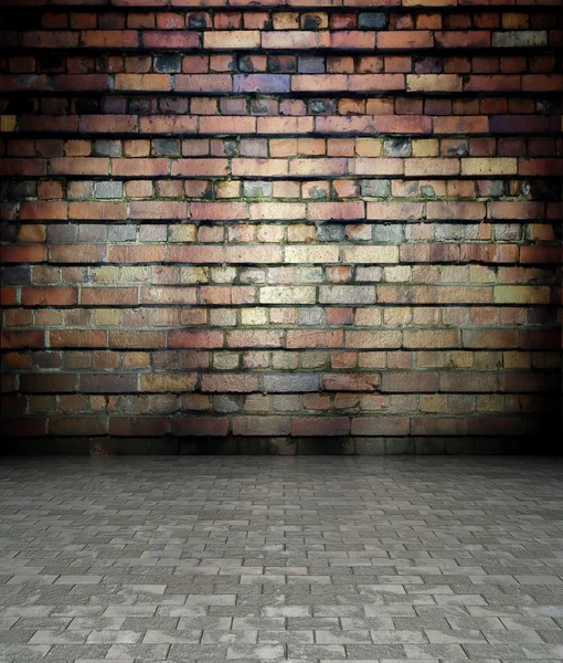 3D mur med tegel textur, tomma inuti — Stockfoto