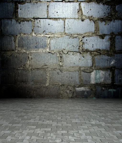 Mur 3d avec texture brique, intérieur vide — Photo