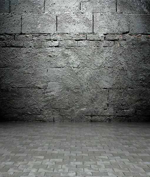 3D-muur met baksteen textuur, leeg interieur — Stockfoto