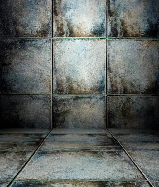 3D-muur met tegels textuur, leeg interieur — Stockfoto