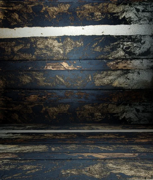 3d mur avec planches de texture en bois, intérieur vide — Photo