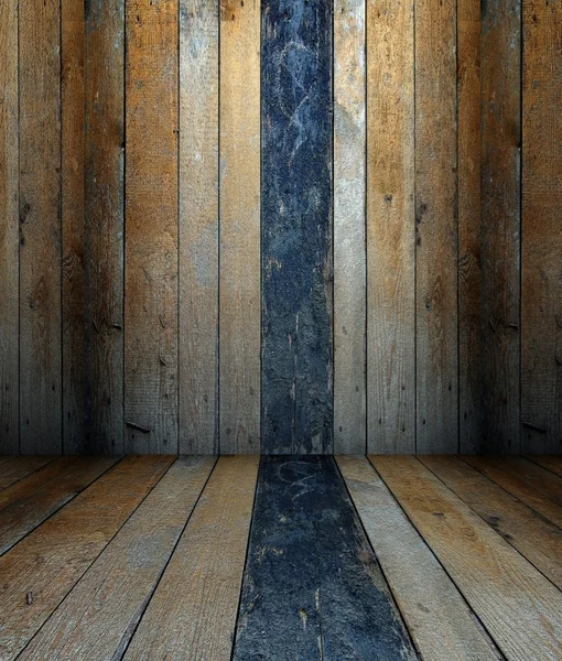 3D-muur met houten luiken textuur, leeg interieur — Stockfoto