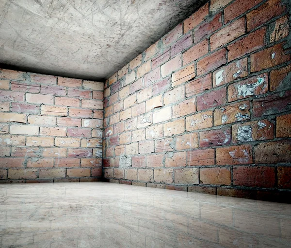 3D-hoek en concrete bakstenen muren — Stockfoto