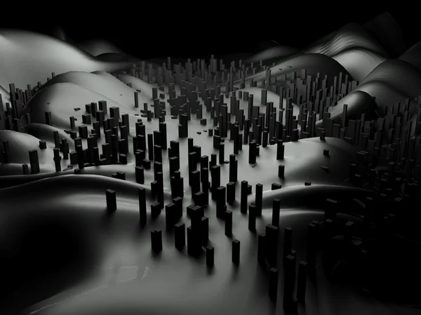3D futuristische Stadtlandschaft abstrakte Landschaft — Stockfoto