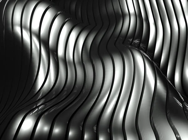 3D dalgalı alüminyum arka plan soyut gümüş desen — Stok fotoğraf