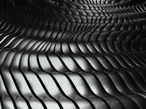 3d ondulado de aluminio fondo abstracto patrón de plata — Foto de Stock