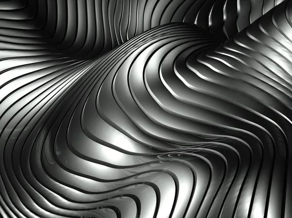 3d welliger Aluminiumhintergrund abstraktes Silbermuster — Stockfoto