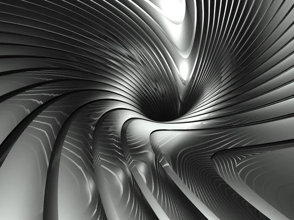 3d 波浪铝背景抽象银旋流 — 图库照片