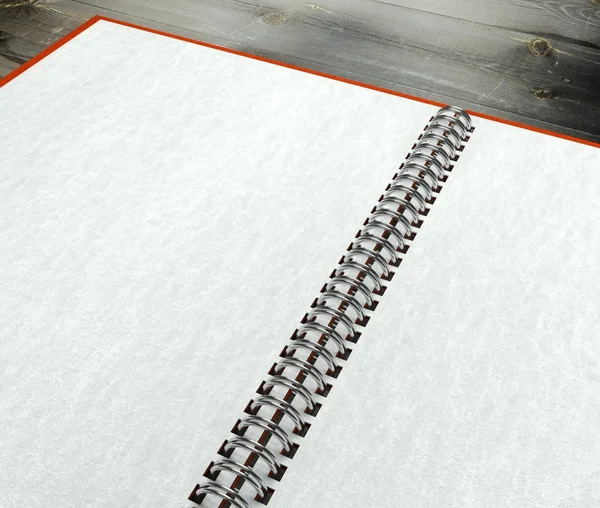 3d notebook em branco aberto na textura de papel de mesa — Fotografia de Stock