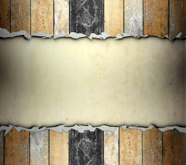 Трещины деревянный шаблон со старым бумажным фоном — стоковое фото