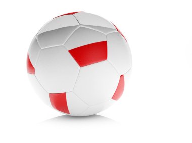 Lehçe bayrak, izole beyaz 3D futbol topu