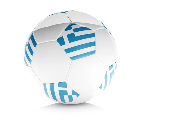 Pelota de fútbol 3d con bandera griega, blanco aislado —  Fotos de Stock