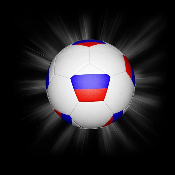 3-й футбольный мяч с российским флагом, черный изолированный — стоковое фото