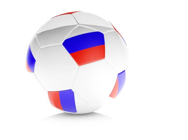 Pelota de fútbol 3d con bandera rusa, blanco aislado — Foto de Stock