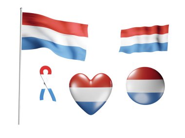Hollanda bayrağı simgeleri ve bayrakları kümesi-