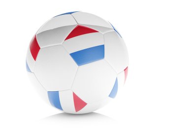 Hollanda bayrağı, izole beyaz 3D futbol topu