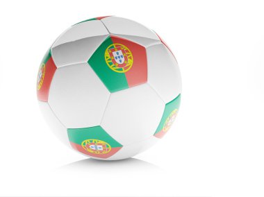 3D futbol topu Portekiz bayrağı, izole beyaz