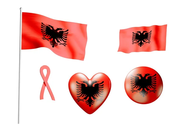 Vlajka Albánie - sada ikon a příznaky — Stock fotografie