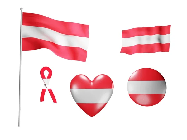 De vlag van Oostenrijk - set van pictogrammen en vlaggen — Stockfoto
