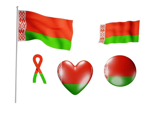 La bandera de Bielorrusia - conjunto de iconos y banderas —  Fotos de Stock