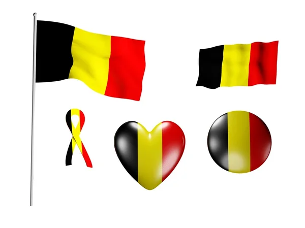 De vlag van België - set van pictogrammen en vlaggen — Stockfoto