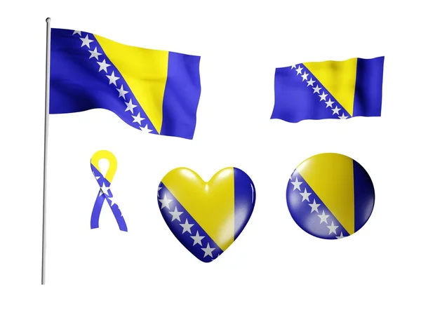 Flaga Bośni i Hercegowiny - zestaw ikon i flagi — Zdjęcie stockowe