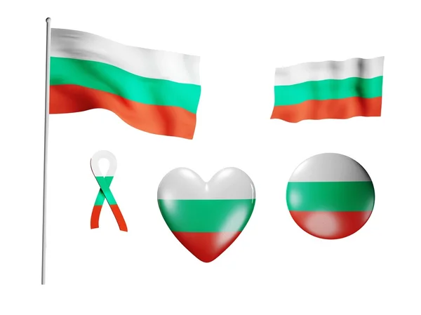 ブルガリアの国旗のアイコンとフラグの設定 — ストック写真