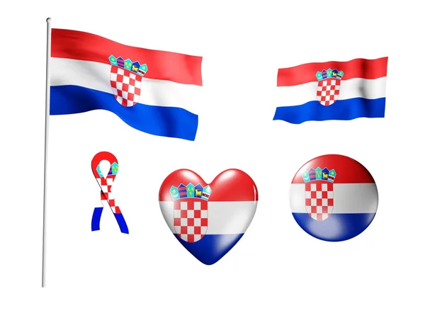 クロアチアの旗 - アイコンとフラグの設定 — ストック写真