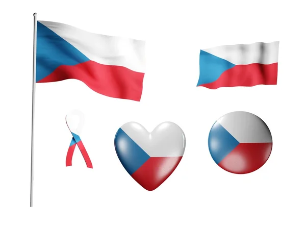Den tjeckiska flaggan - uppsättning ikoner och flaggor — Stockfoto