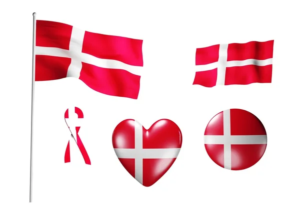Die dänische Flagge - eine Reihe von Symbolen und Flaggen — Stockfoto