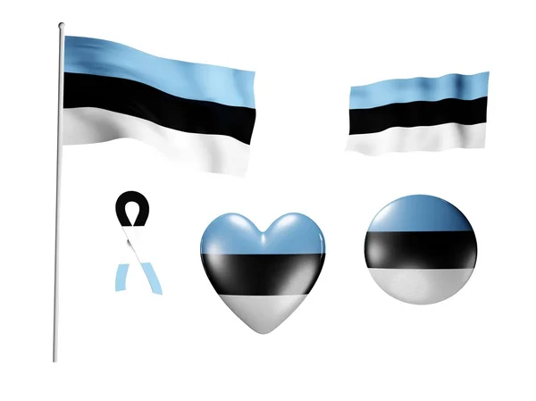 De vlag van Estland - set van pictogrammen en vlaggen — Stockfoto