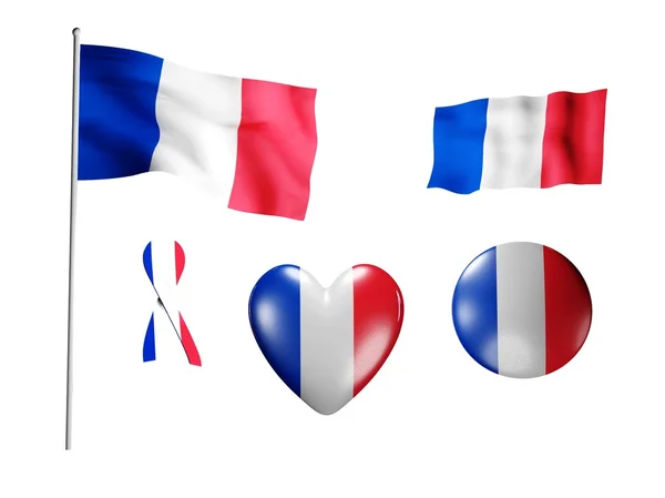 Vlajka Francie - sada ikon a příznaky — Stock fotografie