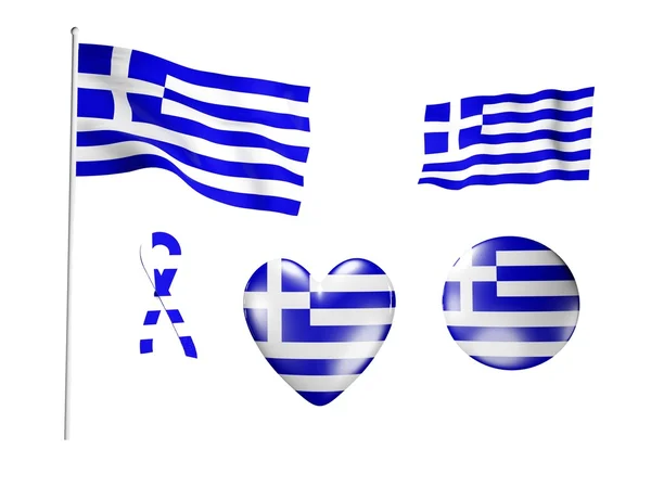 Vlajka Řecko - sada ikon a příznaky — Stock fotografie