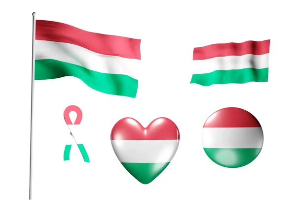 Bandeira da Hungria - conjunto de ícones e bandeiras — Fotografia de Stock