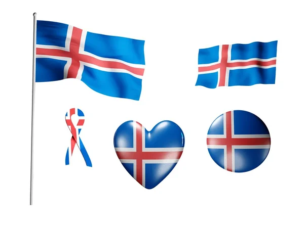 Az Izlandi lobogó - ikonok és zászlók — Stock Fotó