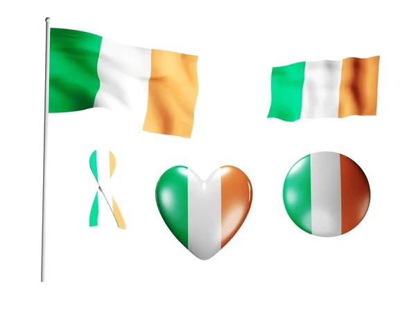 The Ireland flag - set of icons and flags — Stock Photo, Image