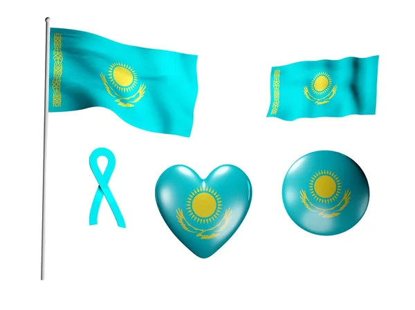 Die Fahne Kasachstans - eine Reihe von Symbolen und Flaggen — Stockfoto