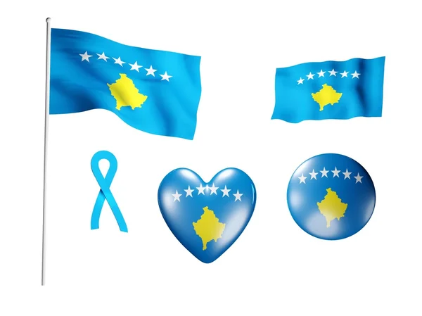 De vlag van kosovo - set van pictogrammen en vlaggen — Stockfoto