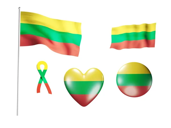 Η Λιθουανία - σύνολο σημαία εικονίδια και σημαίες — Φωτογραφία Αρχείου