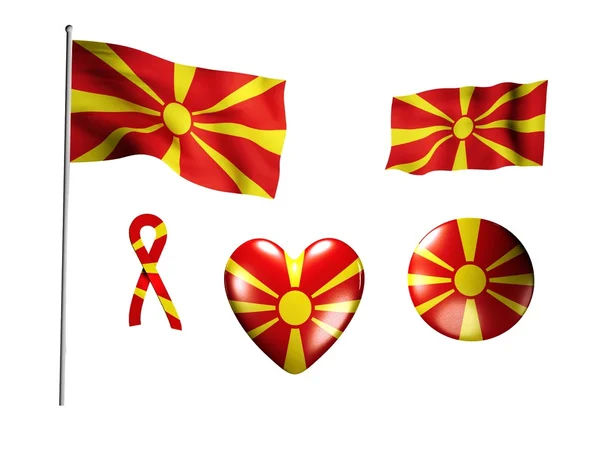 Die mazedonische Flagge - eine Reihe von Symbolen und Flaggen — Stockfoto