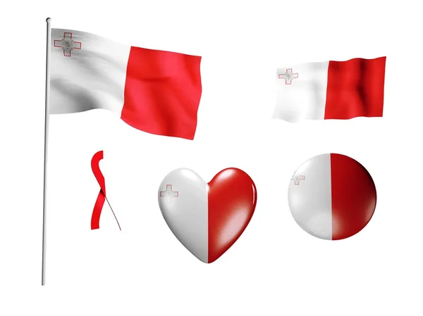 Vlajka Malty - sada ikon a příznaky — Stock fotografie
