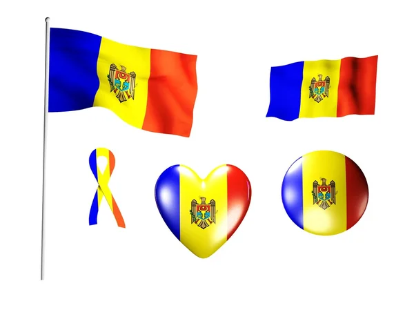 Simgeler ve bayrakları kümesi moldavia bayrak- — Stok fotoğraf
