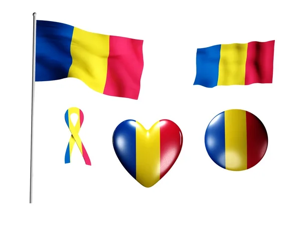 罗马尼亚国旗-设置的图标和标志 — 图库照片