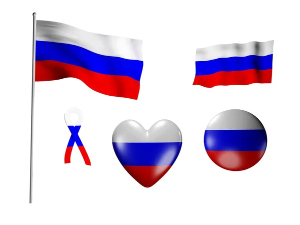 Ryssland flagg - uppsättning ikoner och flaggor — Stockfoto