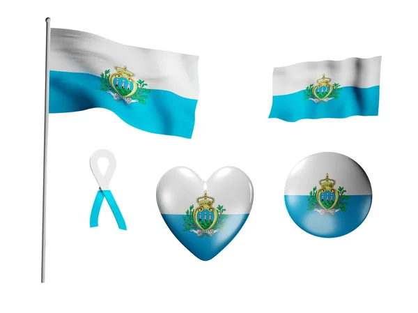 De vlag van san marino - set van pictogrammen en vlaggen — Stockfoto
