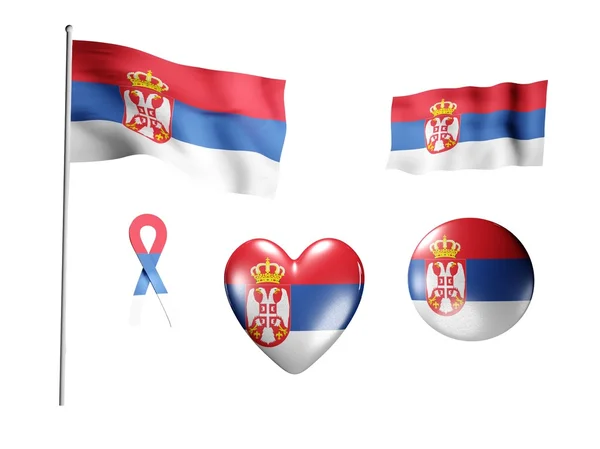 De vlag van Servië - set van pictogrammen en vlaggen — Stockfoto