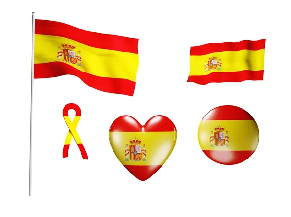 Flaga Hiszpanii - zestaw ikon i flagi — Zdjęcie stockowe